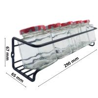MundoTarros - 2 Especieros Negros de Metal + 10 Botes Cuadrados de Cristal de 120 gramos de capacidad con Tapas Metálicas - Estante Colgante de Metal para Condimentos con 10 Tarros de Cristal - details 3