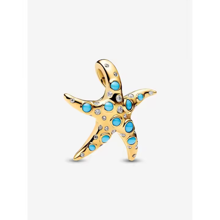 Pandora - Charm Colgante de Estrella de Mar Azul brilliant-Baño de Oro de 14 K - 1