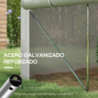Outsunny Invernadero de Túnel 4x3x2 m Invernadero de Jardín con Puerta de Malla y 8 Ventanas Invernadero de Huerto con Techo Puntiagudo Persianas y Enrollables para Cultivos Plantas Verduras Blanco - details 5