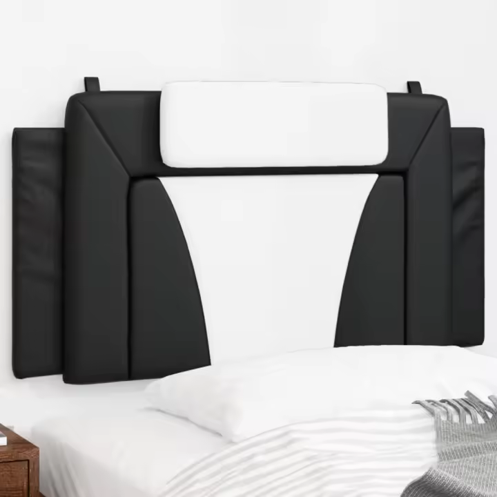 vidaXL Cabecero de cama acolchado cuero sintético negro blanco 100 cm - 1