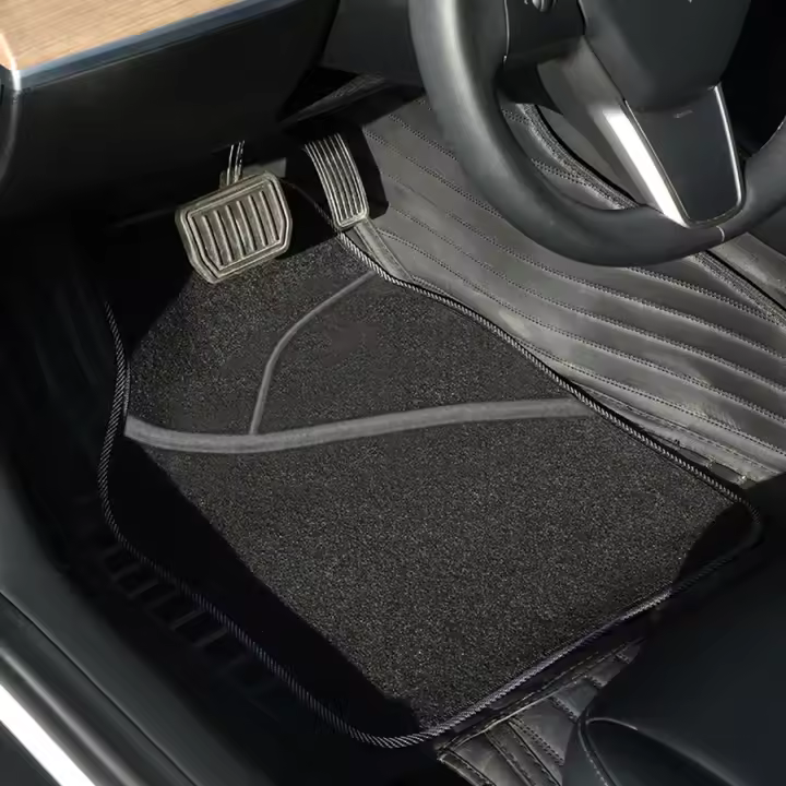 Black car floor mats for most vehicles, elegant style - 1
