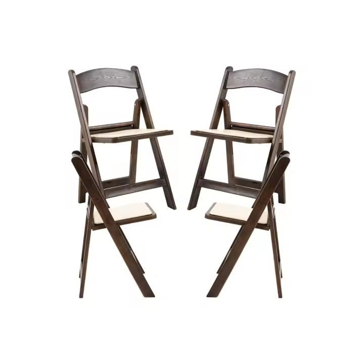 Pack 4 Sillas Gala Plegable con Cojín efecto Madera - Roble oscuro - 1