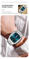 Reloj De Hombre 2024 Moda Cuadrado Acero Inoxidable Azul Oro 3Bar Cuarzo Calendario Semanal Deportivo Simulado Negocios - details 7