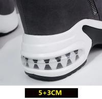 Botas De Nieve Calientes Para Mujer Con Plataforma Botines De Tobillo Cerradura De Cremallera Botas Internamente Aumentadas En Negro Y Gris - details 3