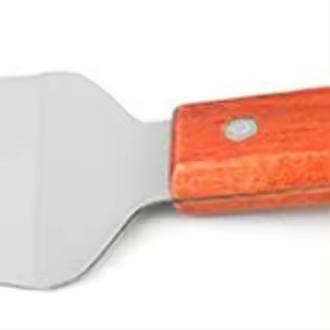 Espátula de Maple inoxidable, espátula de metal, espátula giratoria para sretén de Hierro fundido, espátula para Parrilla de Barbacoa with Mango de Madera, Pala de Cabeza Redonda - 1