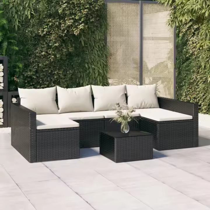 vidaXL Set de muebles de jardín 2 pzas y cojines ratán sintético negro - 1