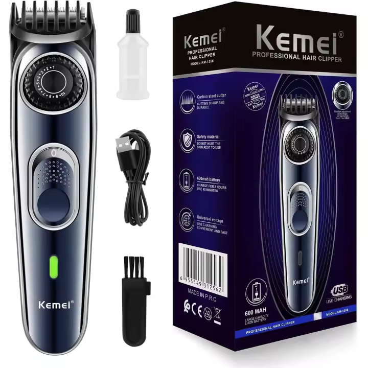 Maquinilla Cortapelos KEMEI km-1256 inalámbrica ajustable Azul Oscuro Nuevo, ENVIO 24H - 1