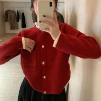 Nueva Chaqueta De Punto Con Bordado De Encaje Y Botones De Corazón Francés Suave Y Elástica De Poliéster Para Mujer - details 3