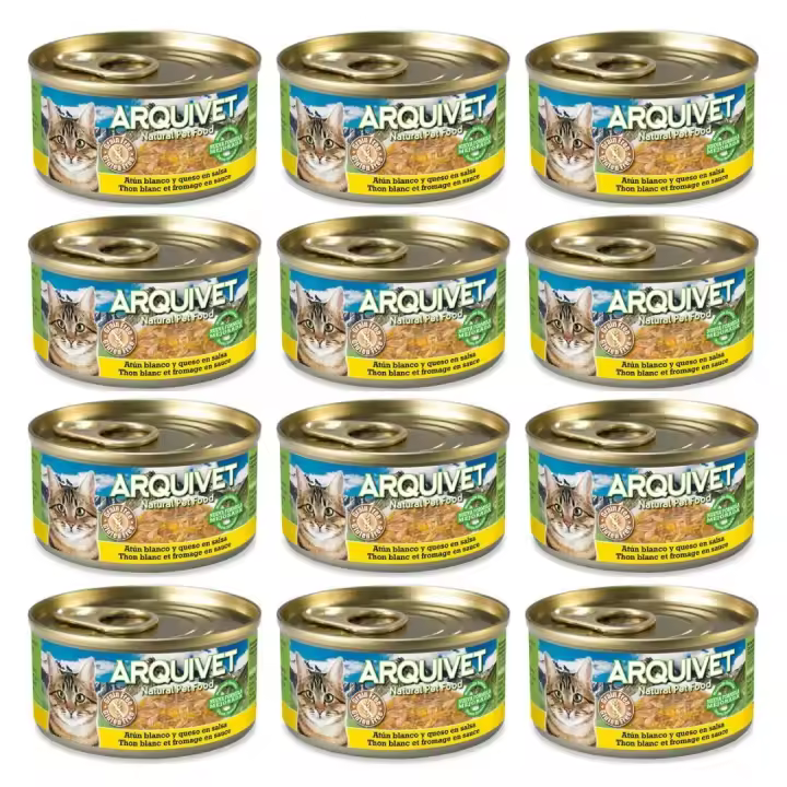 Atún Blanco y queso en salsa - 80 g  [Bliste de 12 unidades) Arquivet Comida húmeda para gatos - 1