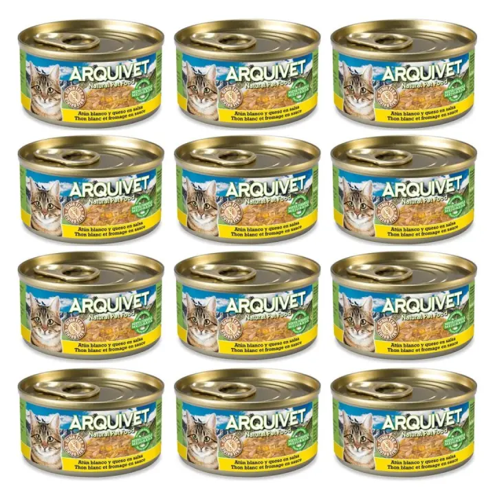 Atún Blanco y queso en salsa - 80 g  [Bliste de 12 unidades) Arquivet Comida húmeda para gatos - 1