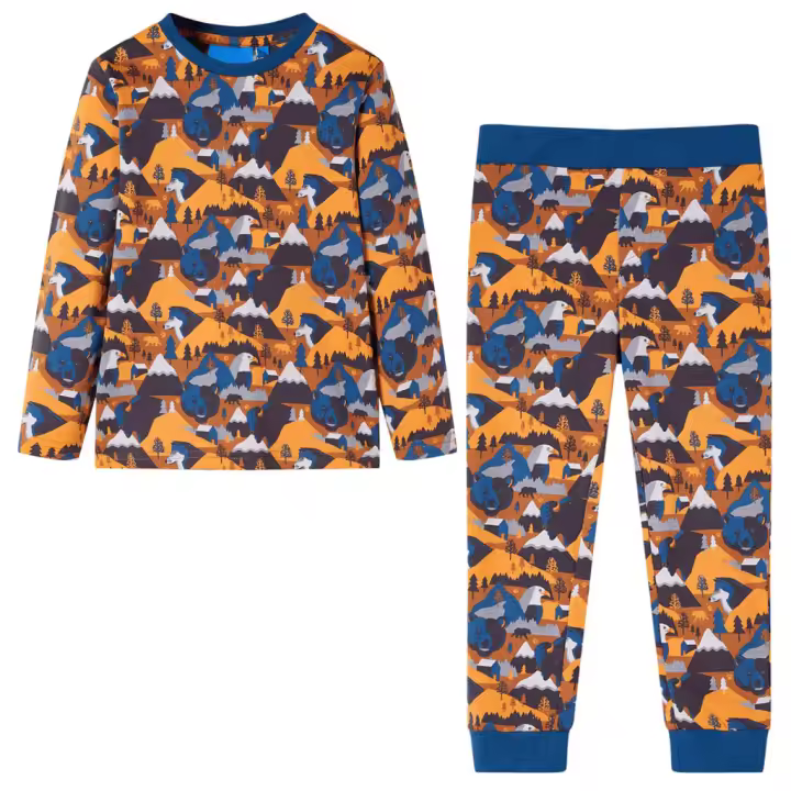 Pijama infantil de manga larga coñac 140 - 1