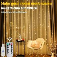Guirnalda De Navidad Con Luces De Cuerda Para Dormitorio Y Cortinas Control Remoto USB Decoración De Hogar Para Año Nuevo 2025 Regalos De Navidad Árbol De Navidad - details 17