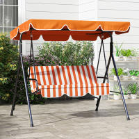 Outsunny Columpio de Jardín Exterior de 3 Plazas, Balancín de Jardín Exterior con Techo Ajustable y Marco de Acero, para Balcón, Terraza, Patio, Carga 200 kg, 172x110x153 cm, Naranja - details 1