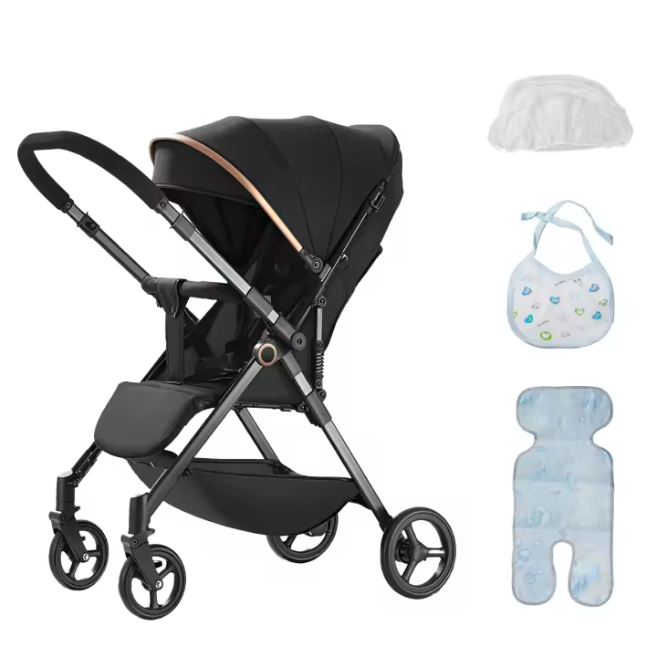 Foldable Baby Stroller Luxurious Portable Travel Baby Carriage Fold Pram High Landscape Shock Absorption Newborn Infant Stroller - 1