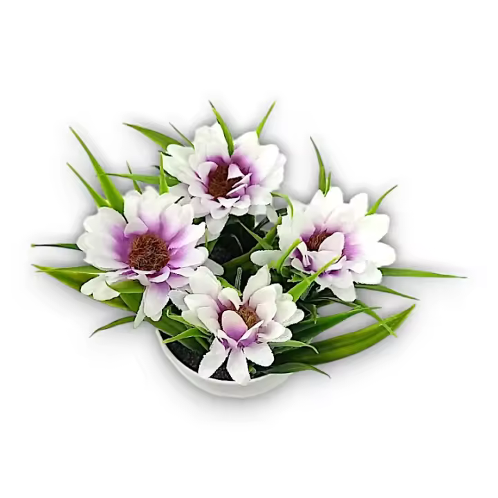 Maceta Margaritas Moradas Artificiales - 16cm - Karawan. - 1