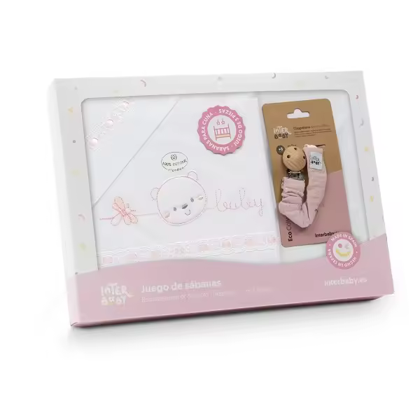 Tríptico para cuna + broche chupetero Cara osito baby pasacinta 60 x 120 cm 03318-Interbaby - 1