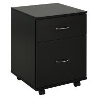 HOMCOM Cajonera de Oficina y Hogar Tipo Archivador de Madera Móvil con Ruedas y 2 Cajones 41x39x58cm Negro - details 0