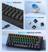 Teclado Mecánico Portátil De 60% APAYADO K61 Con Cable 61 Teclas RGB Phantom Negro Blanco Rojo Switch Rojo/Ácido Para Escritorio Portátil Tablet - details 2