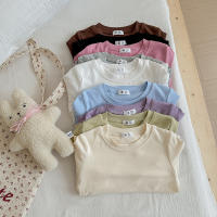 Camiseta De Algodón Para Niños Y Niñas Con Manga Larga En 9 Colores Estilo Casual Solido Base Coat Ropa De Ocio Unisex - details 1