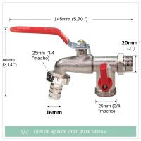 Grifo De Jardín Con Doble Cabeza De Latón 1 Entrada 2 Salidas Conector De Agua Para Balcones Y Jardines Resistente a La Presión ≥850 kPa - details 5