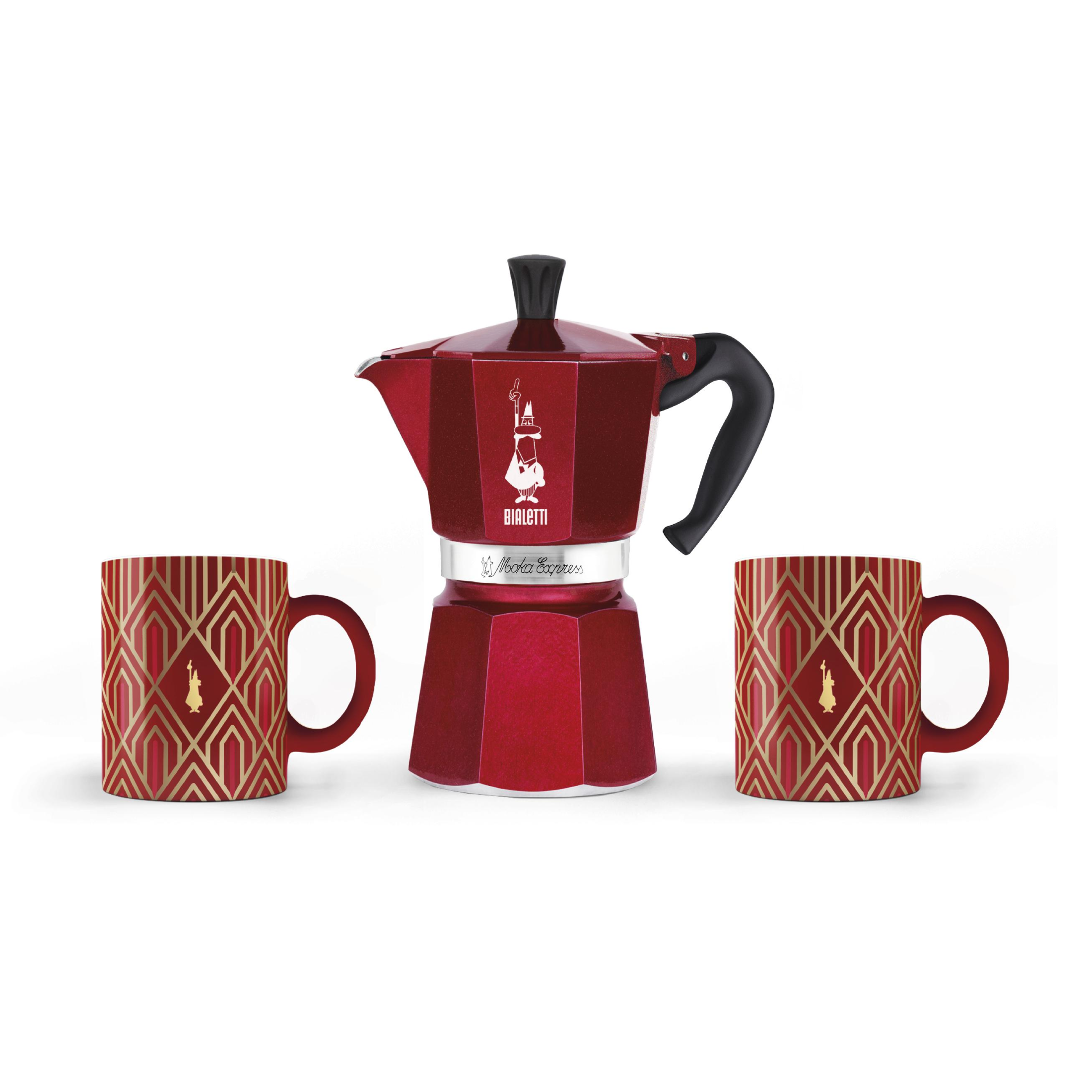 Bialetti Moka Express - Cafetera Italiana de Aluminio para Cocina de Gas o Eléctrica, 3 y 6 Tazas, Color Rojo