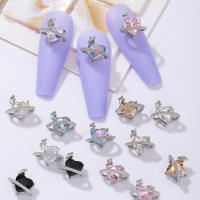 30pcs Decoración De Uñas En Forma De Corazón Y Planeta Estilo Metálico Y2K Con Diamantes De Color Plata Adornos De Aleación De Rhinestone Para DIY - details 2