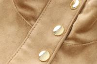 Chaqueta Casual Para Mujer ZBZA Marrón Vintage Con Pochetes Y Cuello En V Simple Breasted De Manga Larga Outerwear Slim Para Primavera Y Otoño - details 26