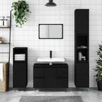 vidaXL Mueble de baño madera de ingeniería 80x33x60 cm en color Roble Sonoma/Madera antigua/Blanco y más | almacenamiento funcional diseño moderno para baño dormitorio sala - details 7