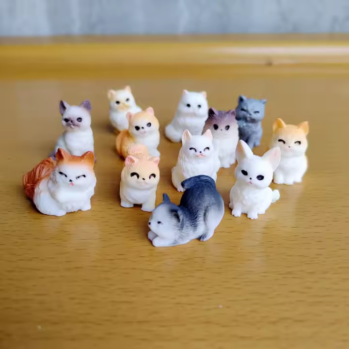 12pc Figuras De Resina De Gatos Y Perros Pequeños Decoración Para Jardín Fae Tirado Miniatura De Animales Para Bonsái Y Micropaisaje - 1