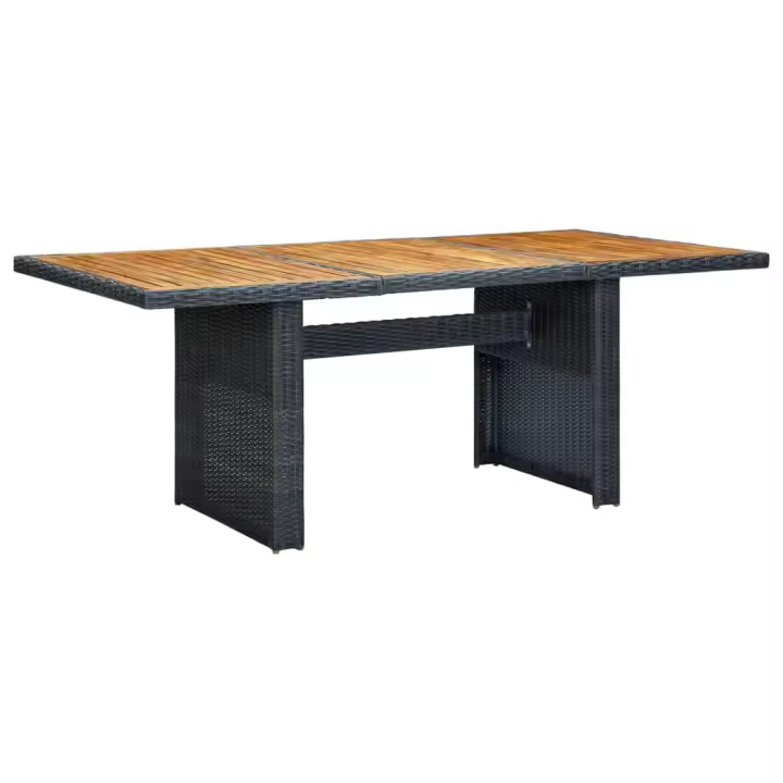 vidaXL Mesa de jardín ratán sintético madera maciza acacia gris oscuro en color Gris oscuro y marrón/Gris claro/gris claro y negro y más | estructura resistente ideal para salón dormitorio o estudio - 1