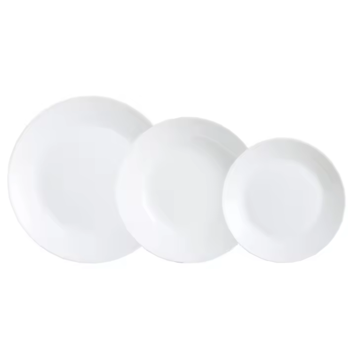 LUMINARC ZELIE Vajilla Opal Brillo Fabricado en Francia , Facil de limpiar Reciclable , Apilable , Ecológico , Vidrio templado extra resistente , Material 100% saludable , 100% higiénico , Extra resistente , No poroso , Larga duración Apto Microondas 6 pl - 1