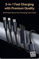 Cable De Carga Rápida 3 En 1 Baseus USB Tipo C 3.5A Para iPhone 15 14 Xiaomi Huawei Línea De Datos Mecánica Enredada - details 0