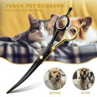 Tijeras De Peluquería Para Mascotas Profesionales Diseño Ergonómico Curvo Para Corte Preciso Y Suave Aretes De Salon De Peluquería De Acero Inoxidable - details 0