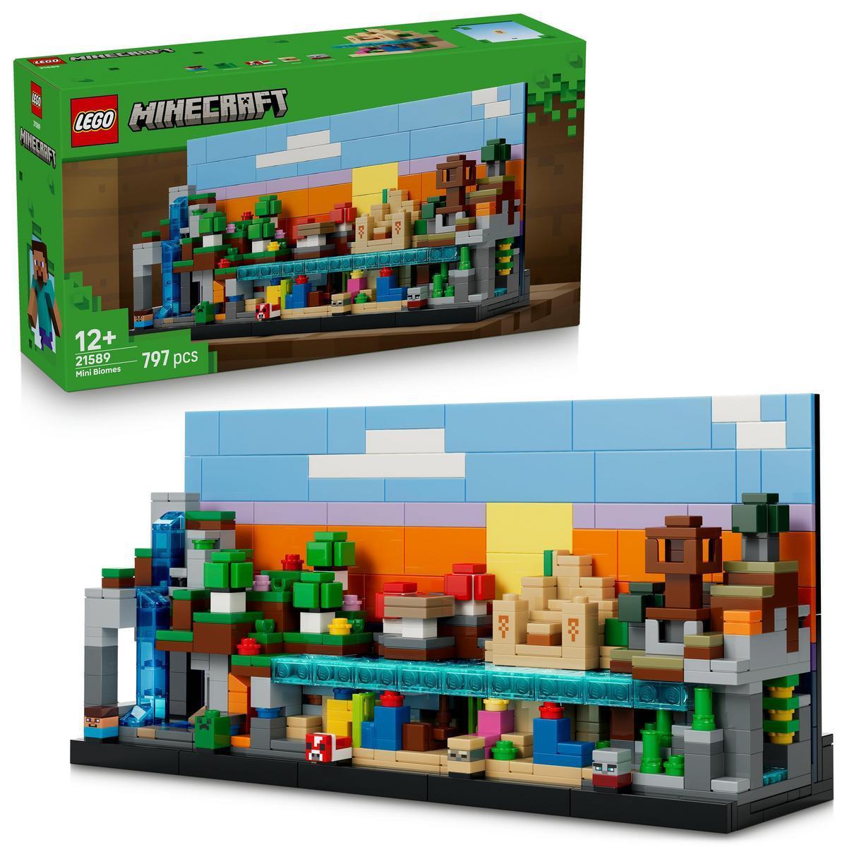 [PREVENTA] LEGO® 21589 Minecraft® Minibiomas Set de Construcción de Arte Minecraft y Exposición Modular con Microfiguras de Steve, Creeper™ y Saqueador