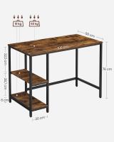 Escritorio Industrial con 2 Estantes Ajustables - Mesa de Trabajo para Oficina o Salón, Estructura de Acero, Marrón Rústico y Negro Tinta - details 13