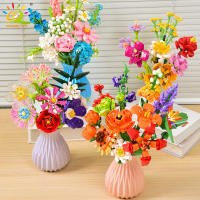 Bloques De Construcción 3D HUIQIBAO MOC Modelo De Flor Juguete Educativo Para Niños Kit De Bloques De Sunflower Y Rosa Decoración Del Hogar - details 0