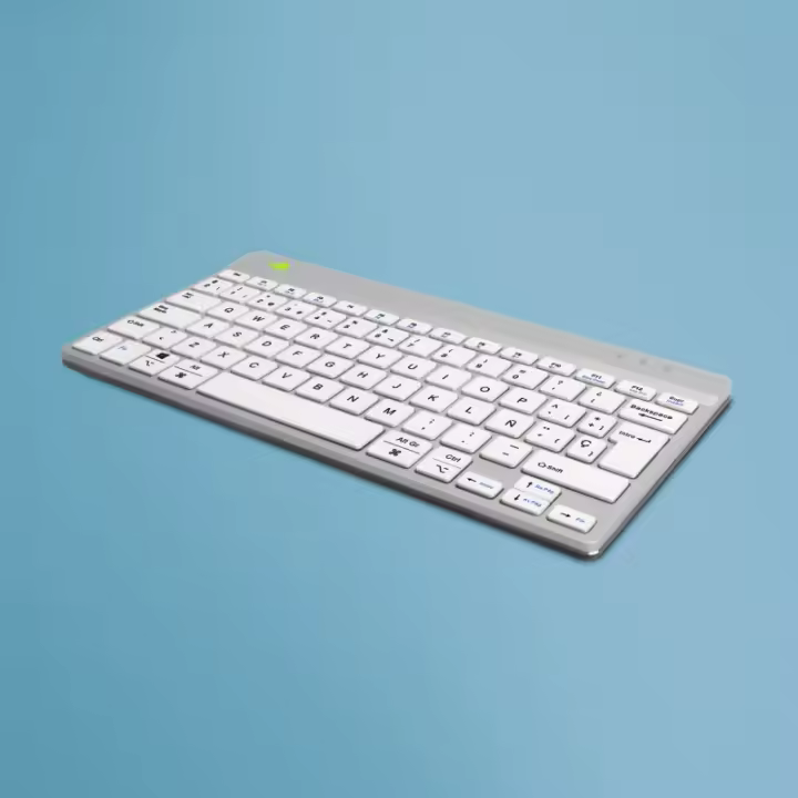 R-Go Tools - Teclado ergonómico R-Go Compact Break, teclado compacto con software de pausa, QWERTY (ES), bluetooth, blanco RGOCOESWLWH - 1