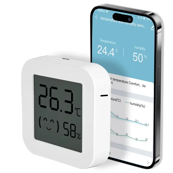 Sensor De Temperatura Y Humedad Bluetooth Mini Con Pantalla LCD Digital Compatible Con App Cozylife Termómetro Y Higrómetro Remoto - 1
