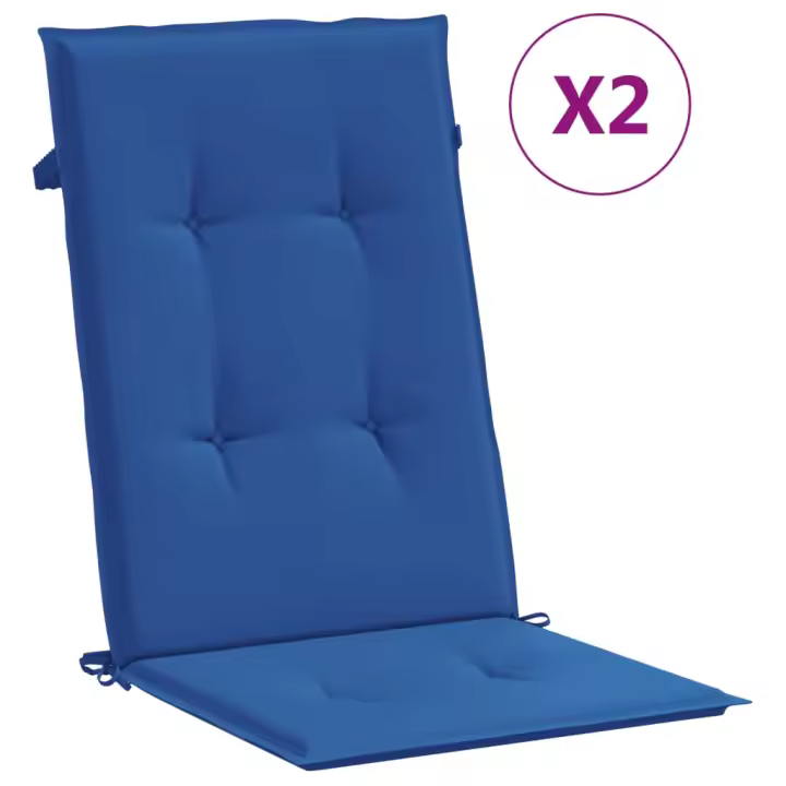 Silla de Jardín respaldo alto 2 UDS lienzo Azul 120x50x3 cm - 1