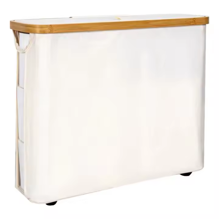 Cesta De Papel Para Baño Plegable Gran Capacidad Ecológica Organizador De Espacio Rectangular Material De Madera - 1
