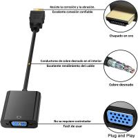 Cable Adaptador HD 1080P HDMI a VGA De Alta Velocidad Para Tablet Laptop PC TV Convertidor a Macho a Femenino Video - details 8