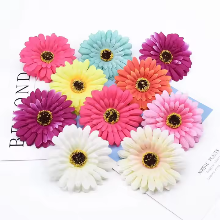 10/50 Pcs Flores Artificiales Gerbera Para Decoración De Navidad Scrapbooking Y Bodas Accesorios Para El Hogar Y Fiestas En Tela De Seda - 1