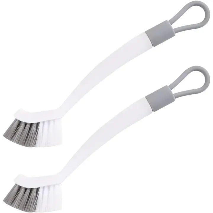 Cepillo de limpieza de cocina, 2 piezas, cepillos limpiadores de lechada, cepillos para fregar el baño, cepillo para líneas de azulejos, con cerdas rígidas, herramienta de eliminación de manchas incorporada - 1
