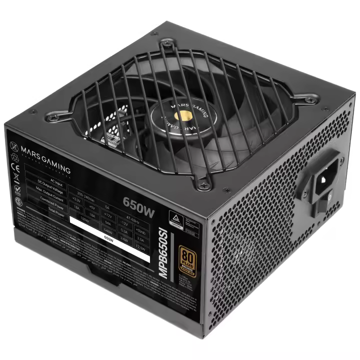 Mars Gaming MPBSI, Fuente Alimentación PC ATX, 7 Años Garantía, 80Plus Bronze 230V, 90% Eficiencia, Ventilador SI Extreme Silence con Núcleo de Cobre, Tecnologías AI2-RPM, DC-DC y SMD, Fuente PC ATX 550W / 650W / 750W / 850W Negra - 1