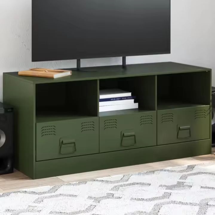 vidaXL Mueble de TV de acero verde oliva 99x39x44 cm - 1