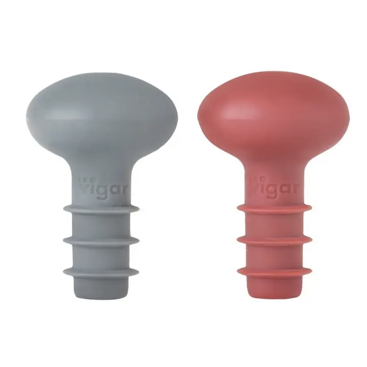 VIGAR® - Pack 2U. Tapón Botella Silicona Maid - Evita Derrames y Conserva Tus Bebidas - Tapón de Silicona de Alta Calidad - Ajuste Perfecto En la Mayoría de Botellas - Fácil de Usar y Limpiar - Pack de 2 Tapones de Vino - 1