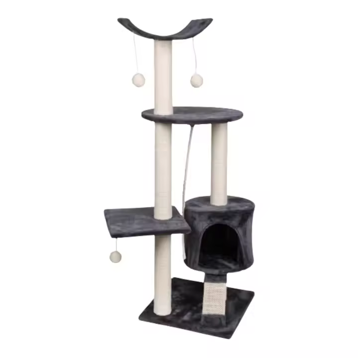 TIENDA EURASIA® Arbol Rascador Gato - Rascador para Gatos de Diseño - Estructura de Terciopelo y Cuerda - 1