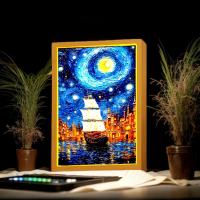 Marco De Fotos Pintura LED Luz Nocturna Lámpara De La Luna Van Gogh Cielo Estrellado Arte Para La Pared Decoración De Habitación Regalos Para Amigos - details 0