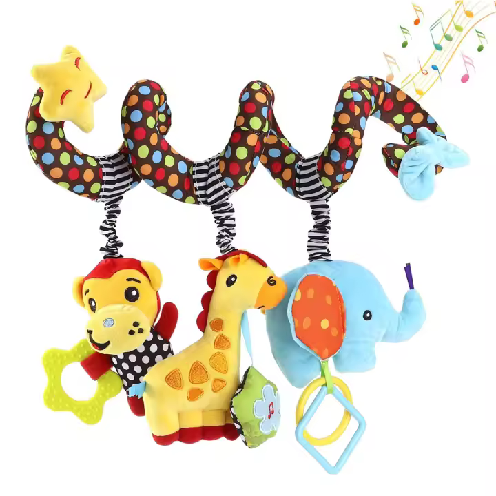 Juguetes colgantes para cuna de asiento de coche, juguetes de peluche en espiral para bebé para cuna, cochecito, barra de asiento de coche - 1