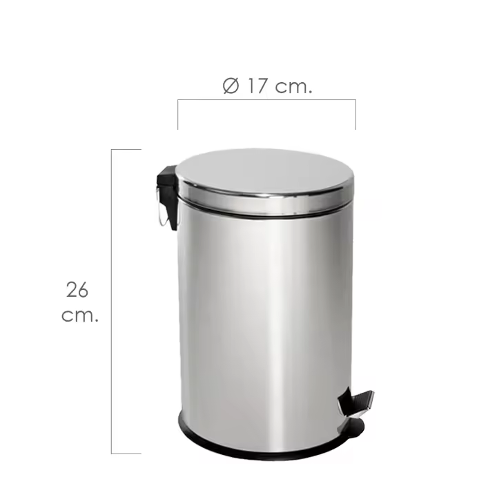 SANCO STORE - MAURER Papelera Maurer  Inoxidable   3 Litros Ø 17 x 26 cm. - 1